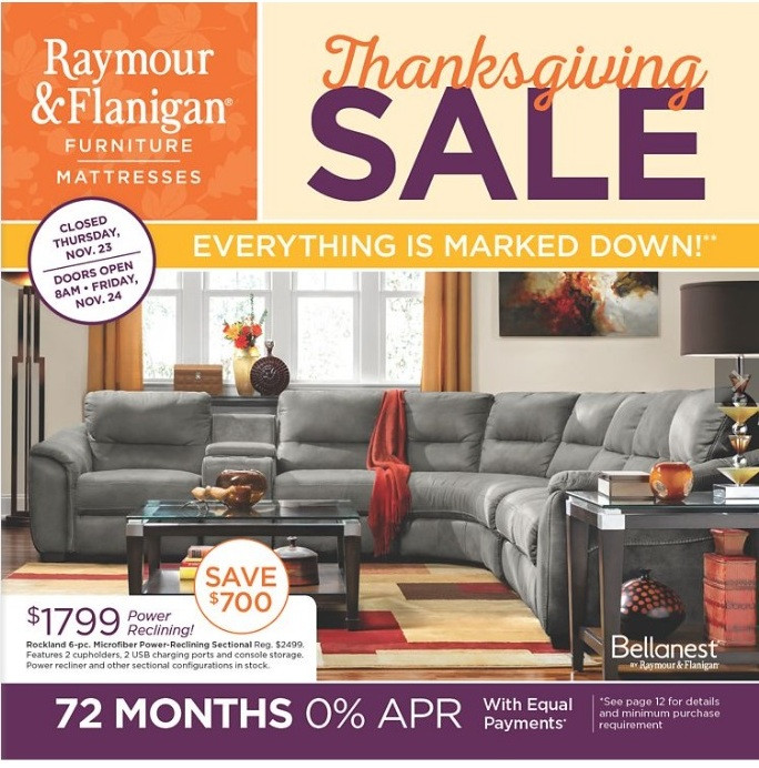 Thanksgiving Furniture Sale
 Raymour & Flanigan Black Friday 2018 Ads Deals and Sales