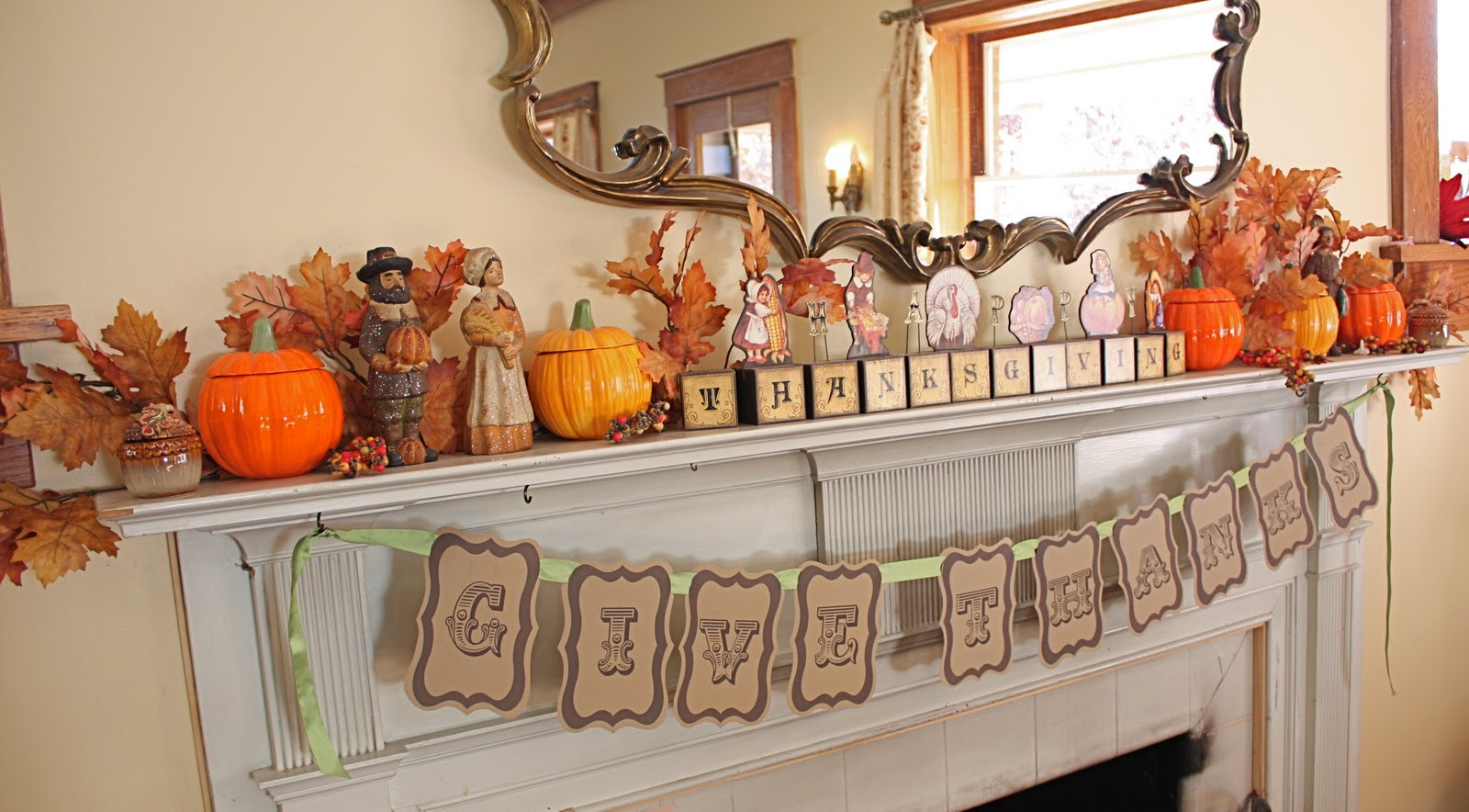Thanksgiving Home Decor
 At Second Street Thanksgiving mantel and other decor