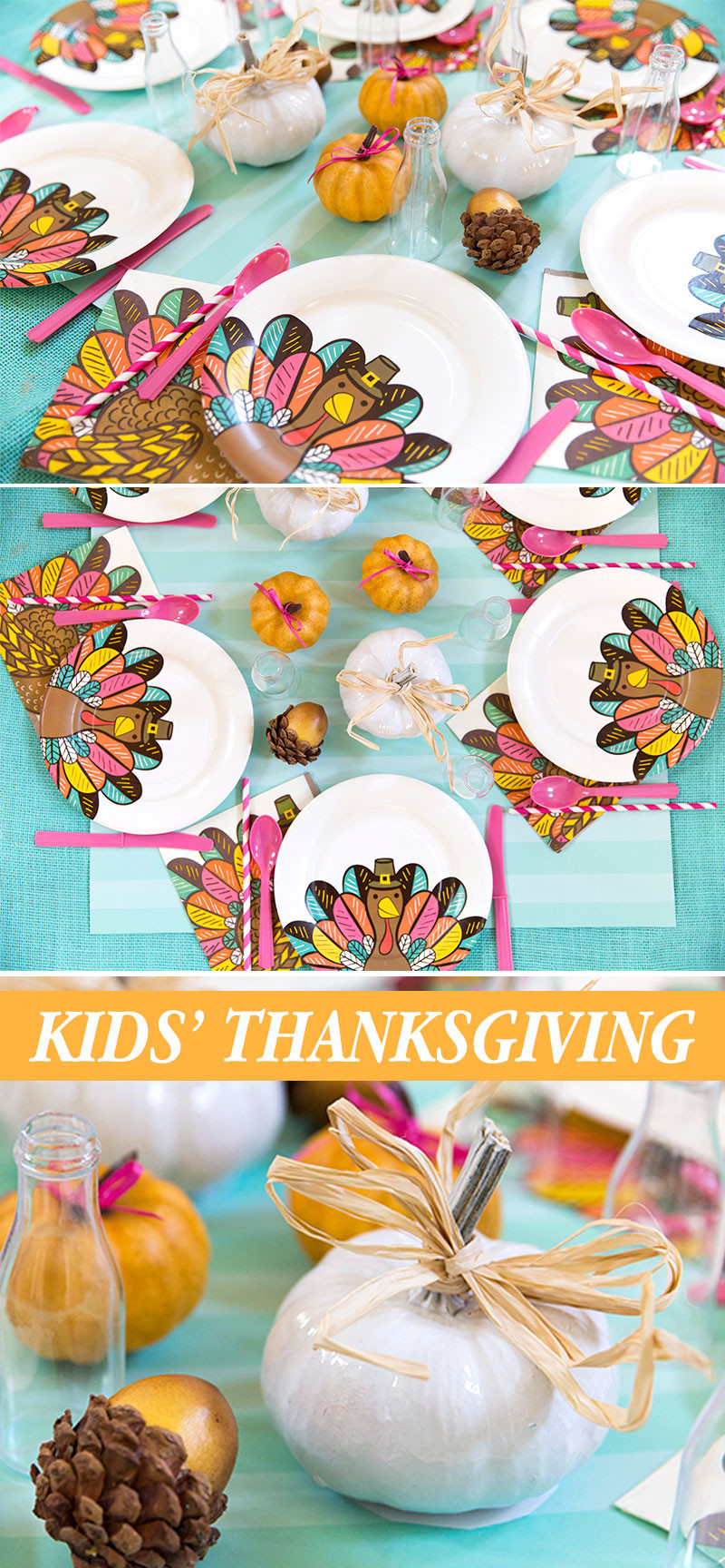 Thanksgiving Kids Table
 Bright Colorful Thanksgiving Kids Table