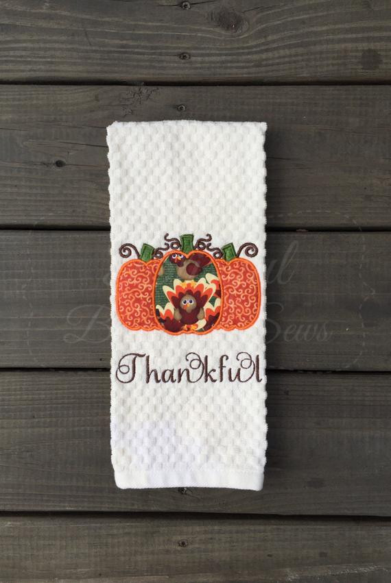 Thanksgiving Kitchen Towels
 Items similar to Pumpkin Kitchen Towel Thanksgiving