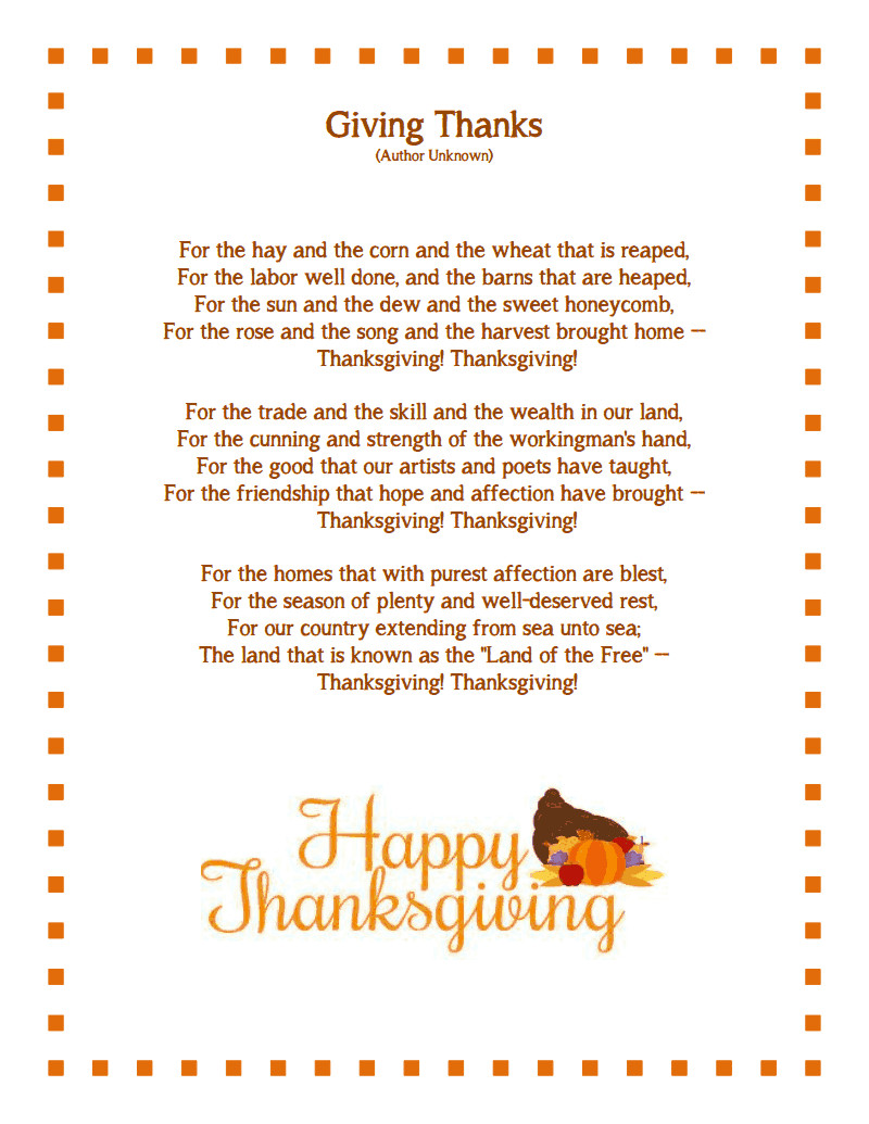 Thanksgiving Poems And Quotes
 Thanksgiving Poem Thanksgiving Messages Free Download