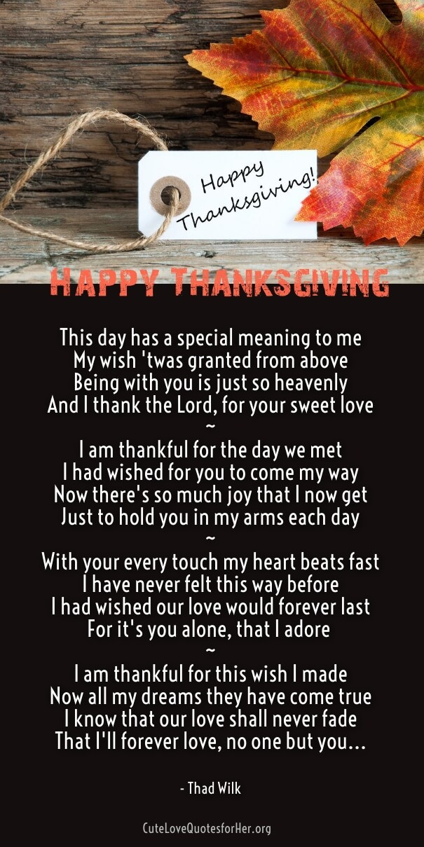 Thanksgiving Quotes For Boyfriend
 25 Thanksgiving Love Poems to Wish Her Him Thankful Poems