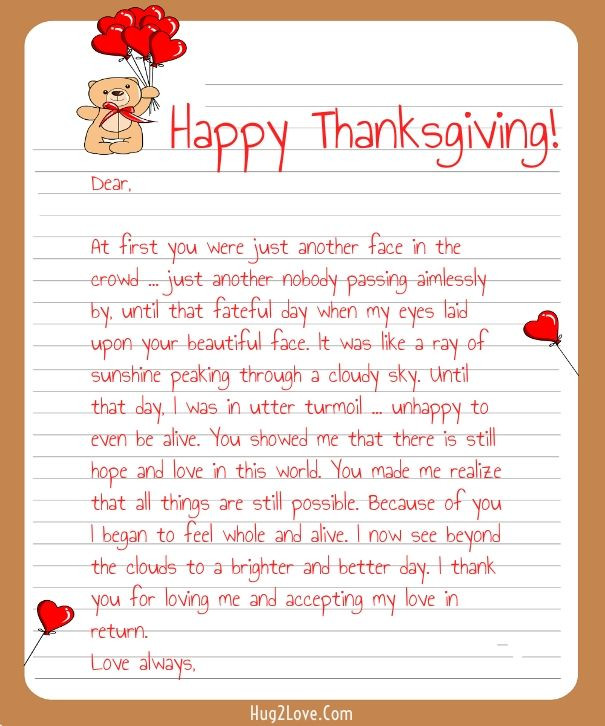 Thanksgiving Quotes For Boyfriend
 Thanksgiving Love Letter for Her