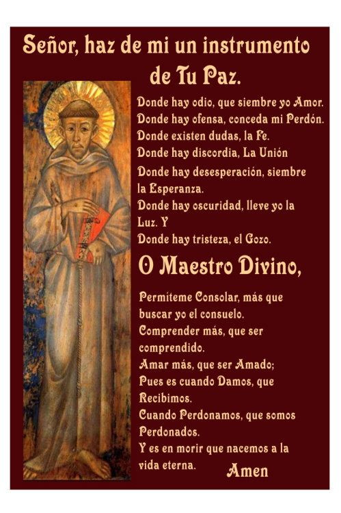 Thanksgiving Quotes In Spanish
 Spanish St Frances Prayer Oracion de San Francisco by