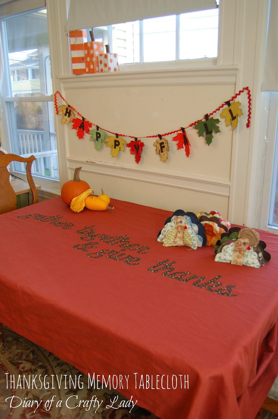 Thanksgiving Table Cloth
 Diary of a Crafty Lady Thanksgiving Memory Tablecloth