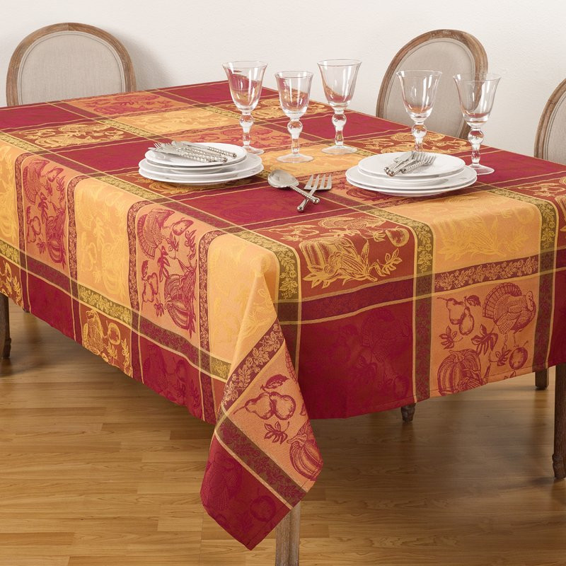Thanksgiving Table Cloth
 The Holiday Aisle Thanksgiving Fall Autumn Design Jacquard
