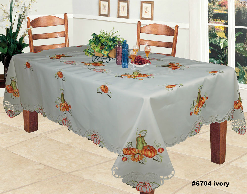 Thanksgiving Table Cloth
 Harvest Thanksgiving Embroidered Pumpkin Sunflower