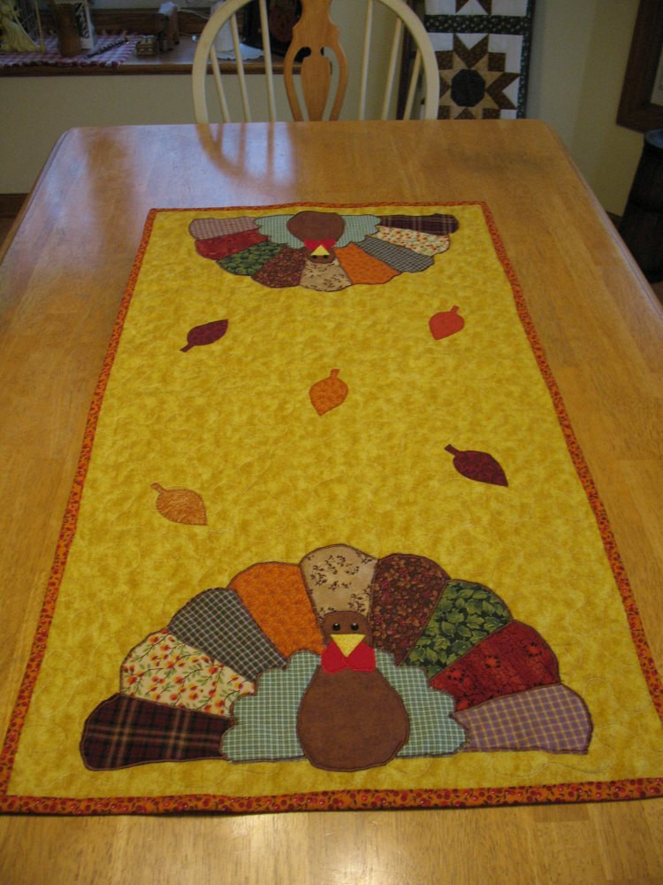 Thanksgiving Table Runners
 Appliqued Quilted Turkey Table Runner for Thanksgiving or Fall