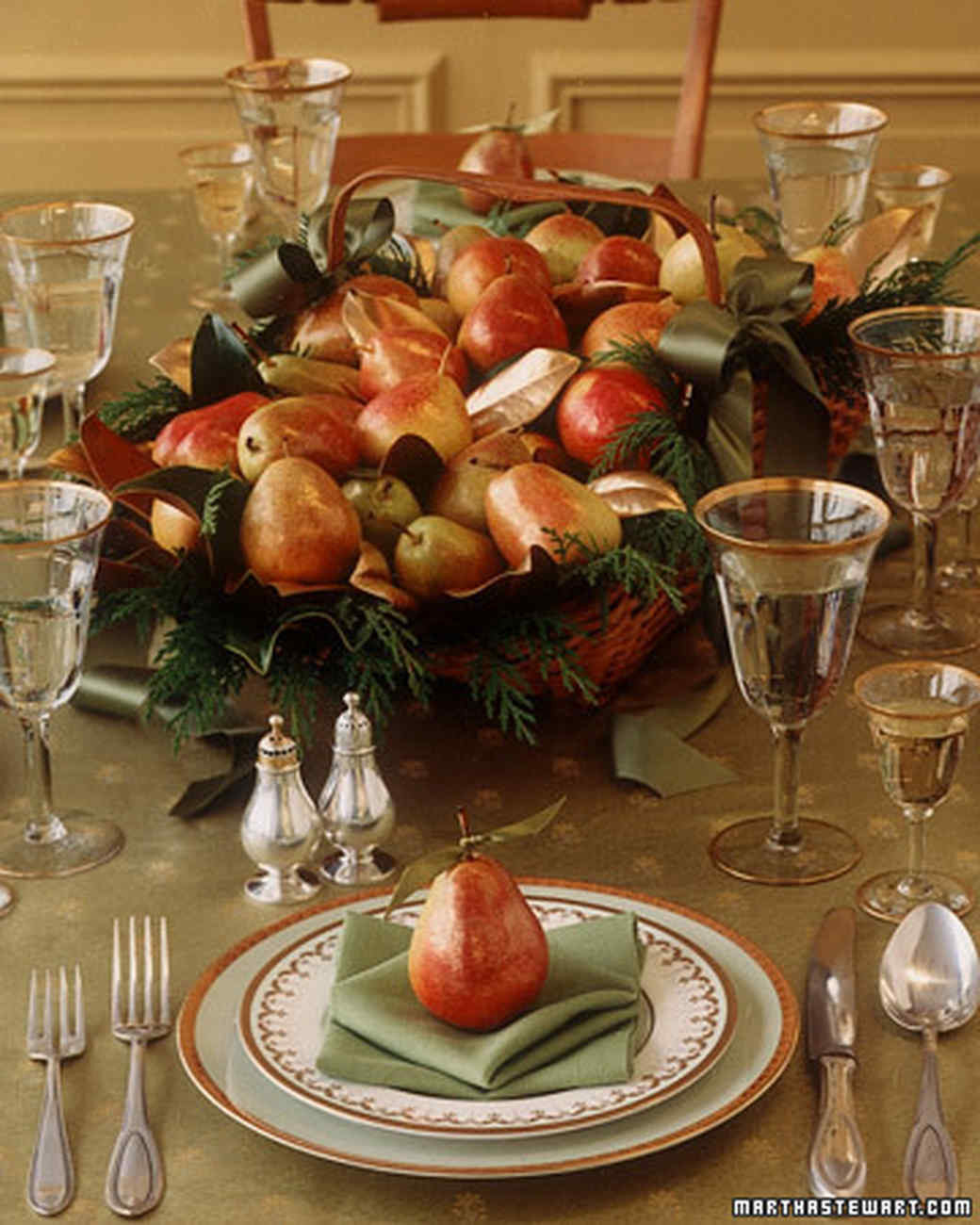Thanksgiving Table Settings Martha Stewart
 Holiday Centerpiece Gilded Pear Basket