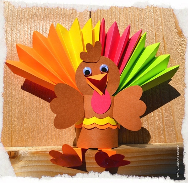 Thanksgiving Toilet Paper Roll Crafts
 Folded colored paper roll of toilet paper cut in half