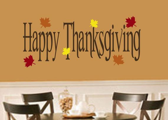 Thanksgiving Wall Decor
 Thanksgiving Decor Happy Thanksgiving with Leaves Vinyl Wall