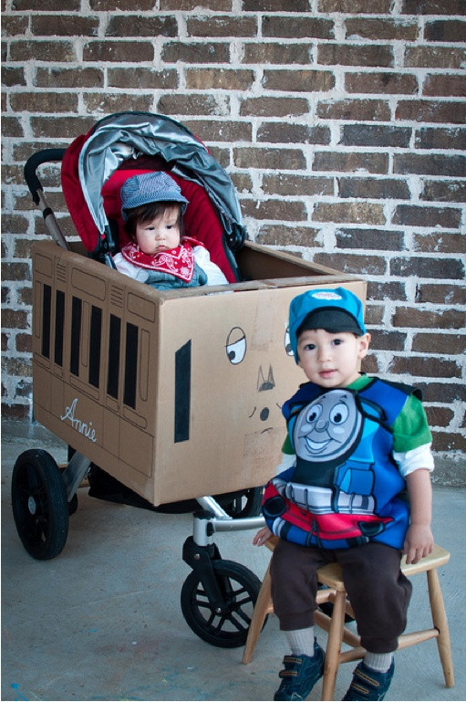 Thomas The Train Costume DIY
 Halloween costume ideas for babies in carseats strollers