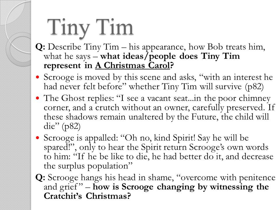 Tiny Tim Christmas Carol Quotes
 A Christmas Carol Study Guide ppt
