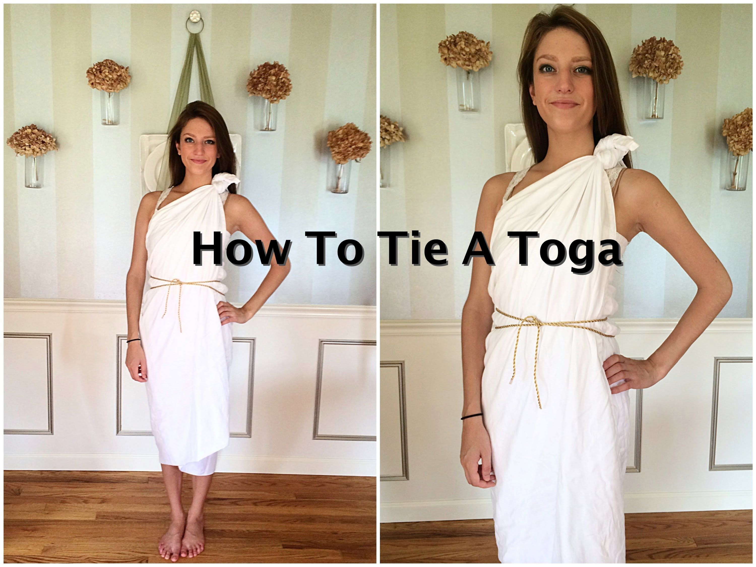 Toga Costume DIY
 How To Tie A Toga Tutorial Color Run Ideas