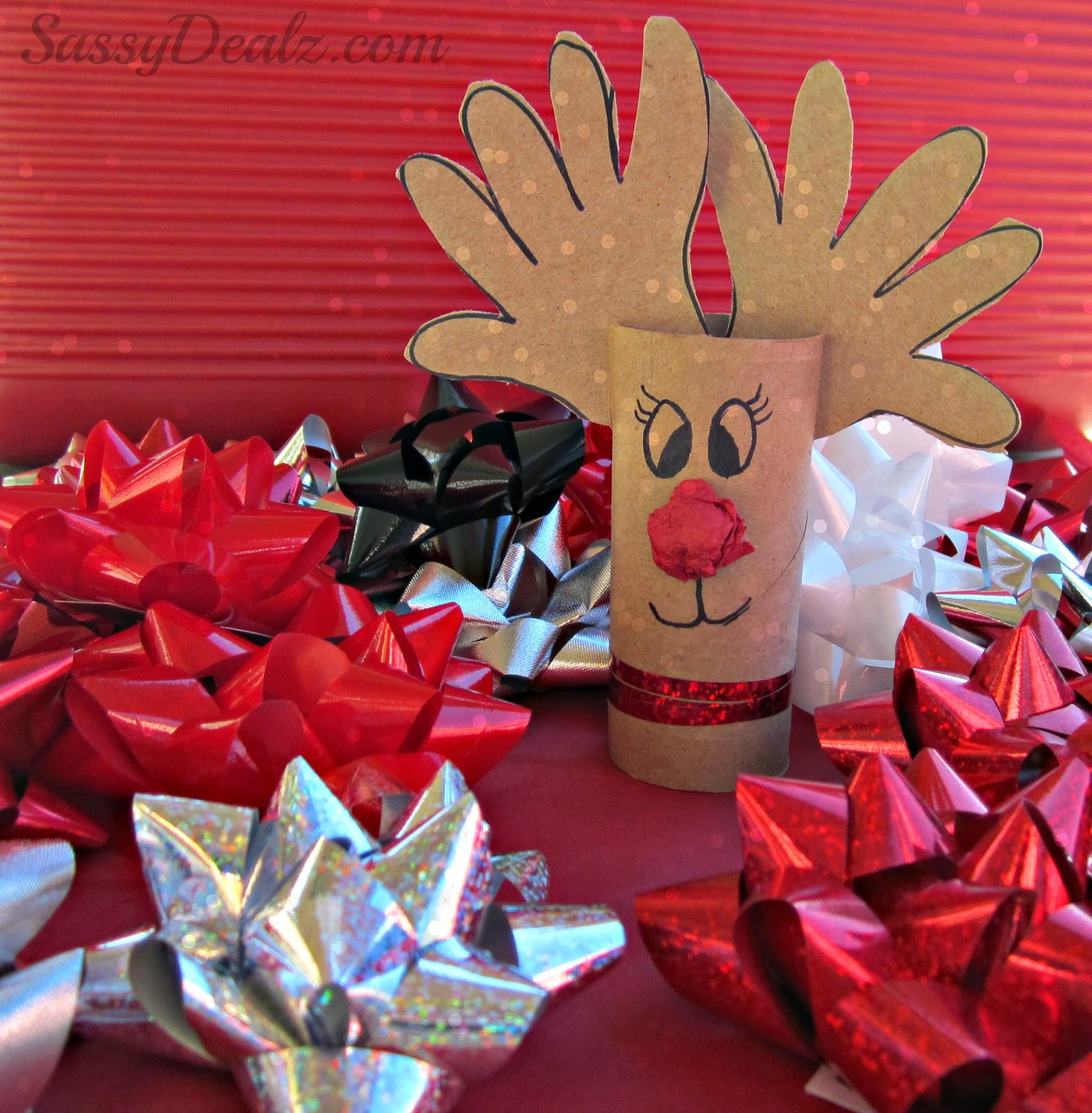 Toilet Paper Roll Christmas Craft
 Handprint Reindeer Toilet Paper Roll Craft For Kids