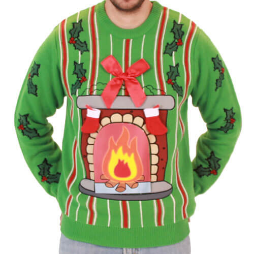 Ugly Christmas Sweater With Fireplace
 Women s LED Fireplace Sweater