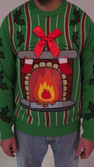 Ugly Christmas Sweater With Fireplace
 LED Fireplace Sweater