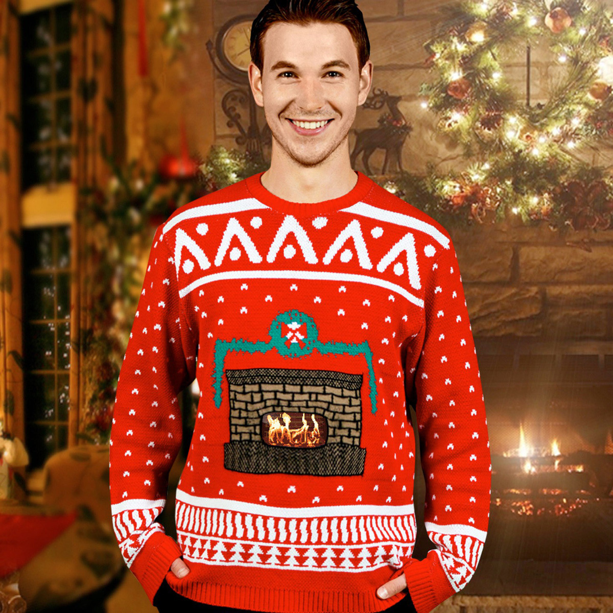 Ugly Christmas Sweater With Fireplace
 Animated Crackling Fireplace Ugly Christmas Sweaters The