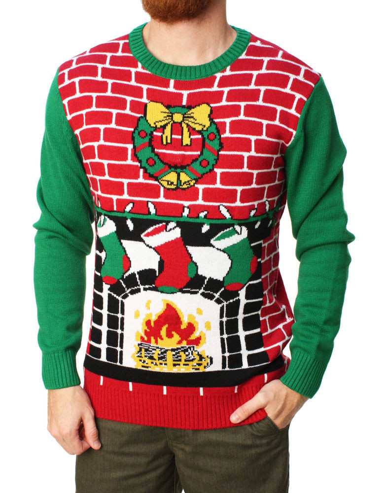 Ugly Christmas Sweater With Fireplace
 Ugly Christmas Sweater Men s Fireplace Is Lit Light Up