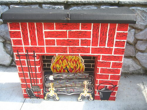 Vintage Christmas Cardboard Fireplace
 Vintage Christmas Electric Cardboard Fireplace "Full Size