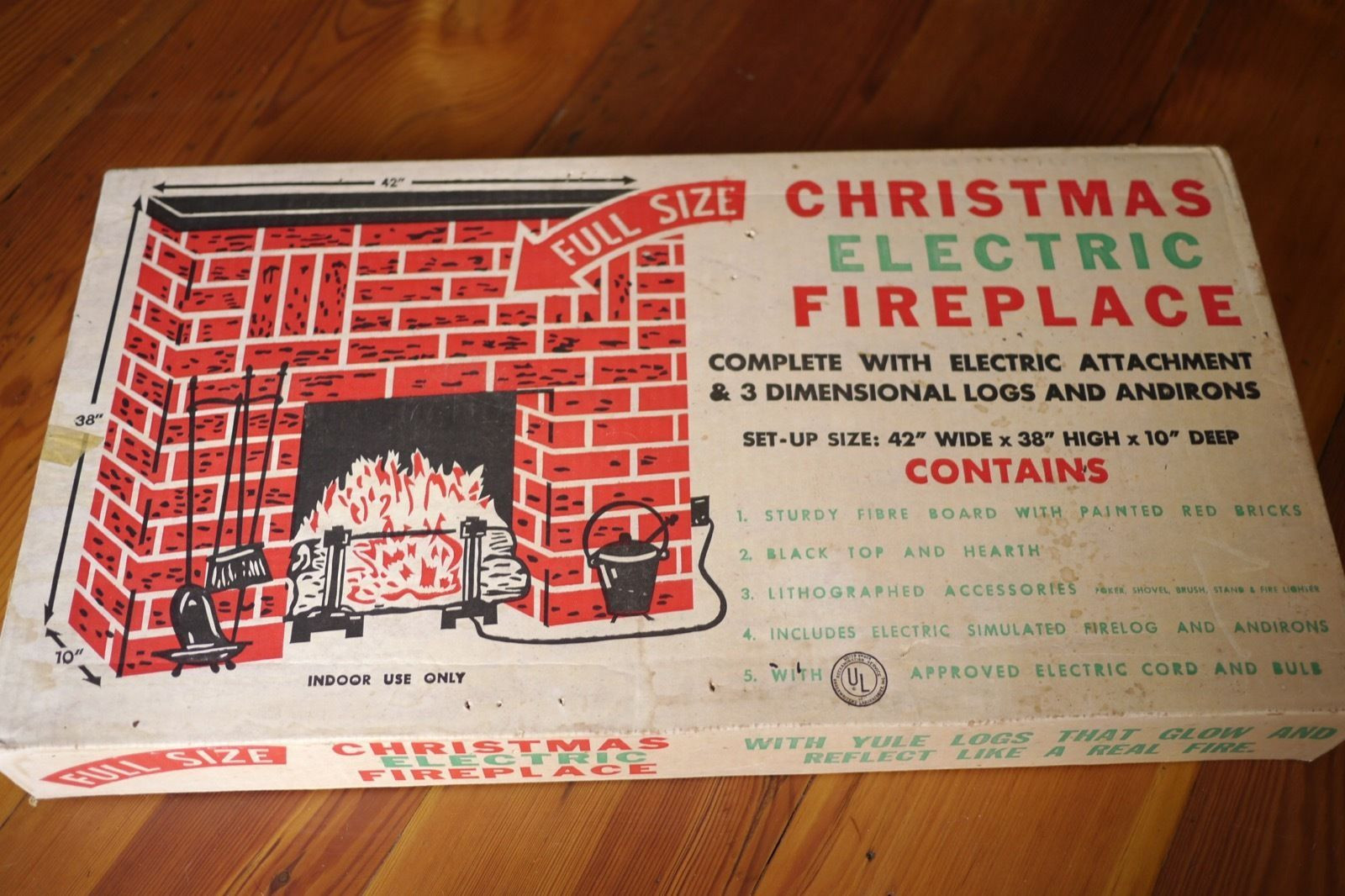 Vintage Christmas Cardboard Fireplace
 Vintage 1950s Superior Box Co Merry Christmas Electric