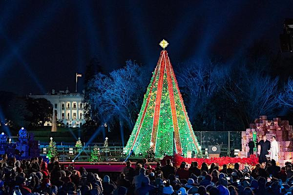 White House Christmas Tree Lighting
 Blue Christmas as red and green banned WND
