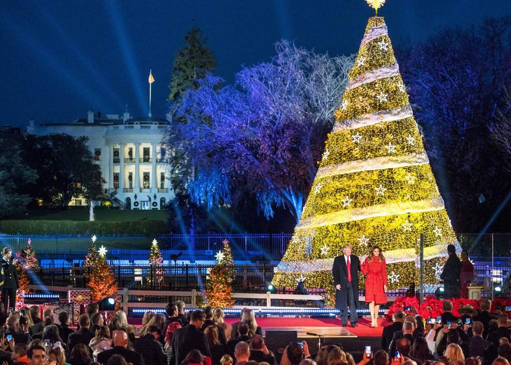 White House Christmas Tree Lighting
 Melania’s Christmas Dress Trump’s Tree Lighting Look Is