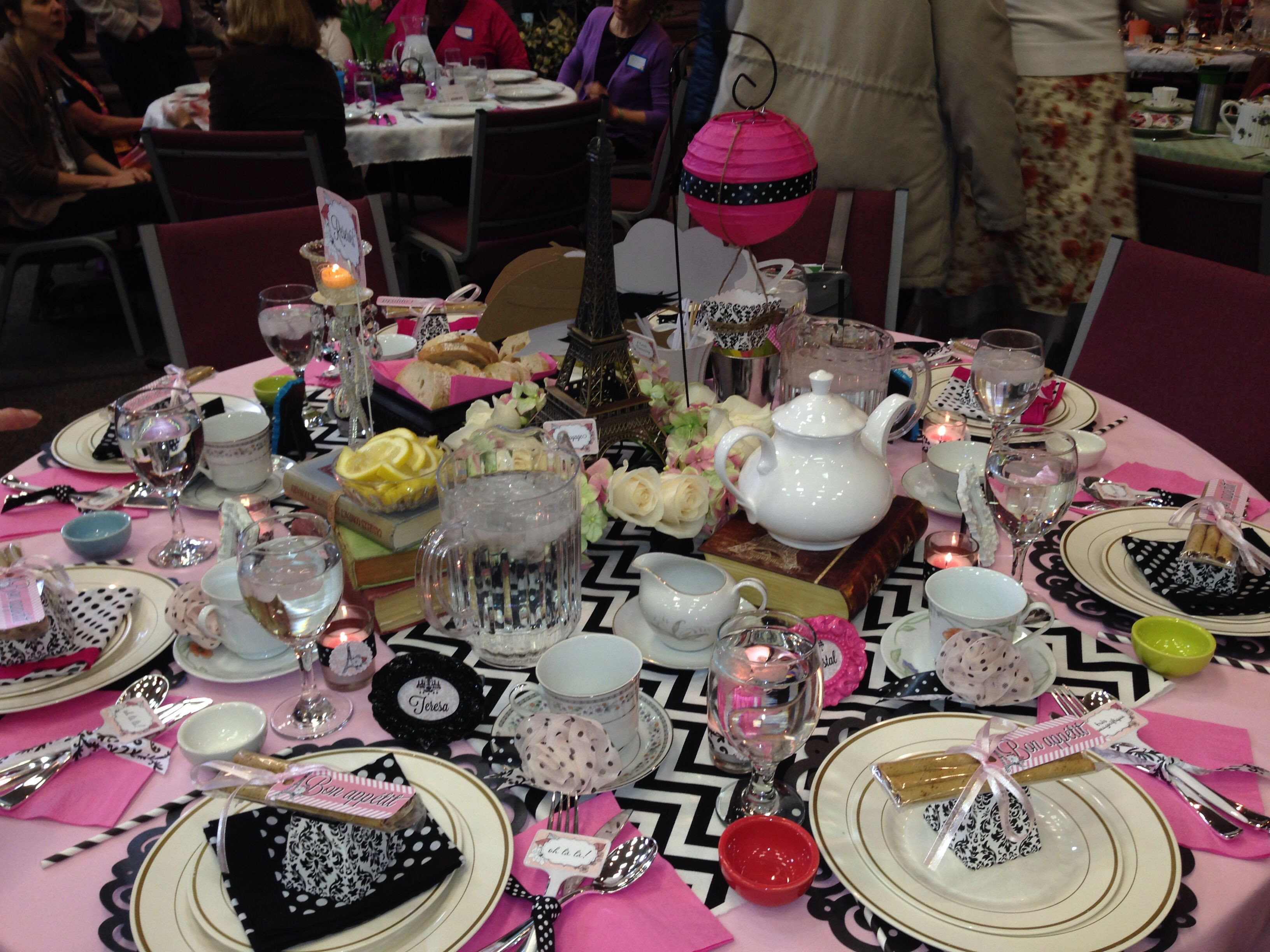 Women'S Ministry Christmas Party Ideas
 Paris themed table for Women s Tea Party event at church