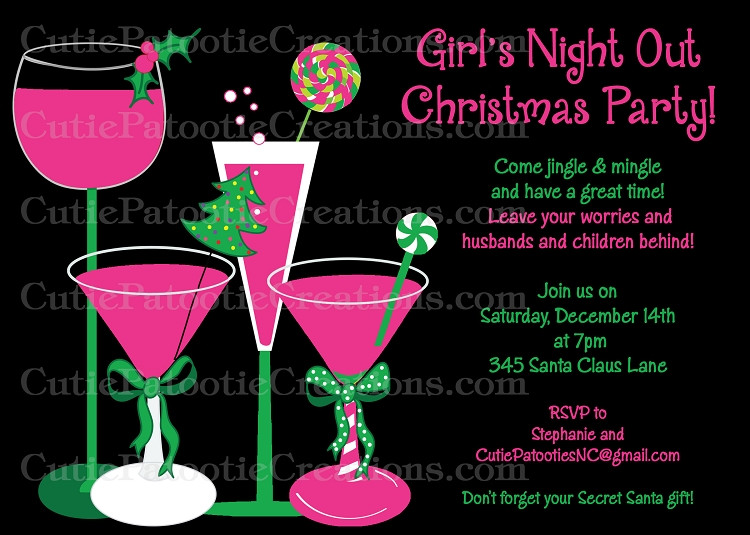 Womens Christmas Party Ideas
 Girls Night Out Christmas Party Invitation Printable or